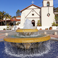 Buy canvas prints of Mexican Tile Fountain Garden Mission San Buenaventura Ventura Ca by William Perry
