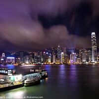 Buy canvas prints of Hong Kong Harbor at Night from Kowloon Ferry by William Perry