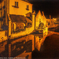 Buy canvas prints of Mill Aure River Night Bayeux Center Normandy France by William Perry
