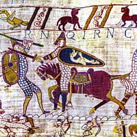 Buy canvas prints of Battle Hastings Bayeux Tapestry Normandy France by William Perry