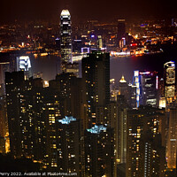 Buy canvas prints of Hong Kong Skyline At Night from Victoria Peak by William Perry