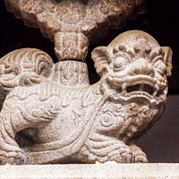 Buy canvas prints of Stone Lion Decoration Outside Man Mo Temple  Hong Kong by William Perry