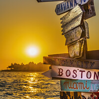 Buy canvas prints of Sunset Cities Sign Mallory Square Dock Key West Fl by William Perry