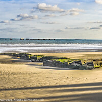 Buy canvas prints of Old Ramp Beach Mulberry Harbor Arromanches-les-Bains Normandy Fr by William Perry