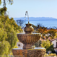 Buy canvas prints of Fountain Pacific Ocean Mission Santa Barbara California by William Perry