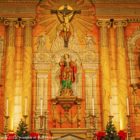 Buy canvas prints of Basilica Cross Mary Statue Mission Santa Barbara California by William Perry