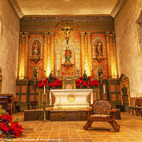 Buy canvas prints of Basilica Cross Mary Statue Altar Mission Santa Barbara Californi by William Perry