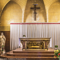 Buy canvas prints of Crucifix Last Supper Altar Saint Laurent Church Normandy France by William Perry