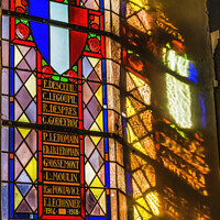 Buy canvas prints of Memorial Stained Glass Saint Laurent Church Normandy France by William Perry