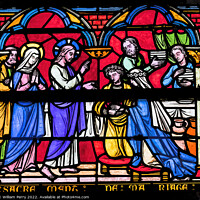 Buy canvas prints of Jesus Stained Glass Notre Dame St Marie Mont Normandy France by William Perry