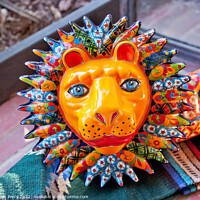 Buy canvas prints of Mexican Colorful Souvenir Ceramic Lion Old San Diego California by William Perry