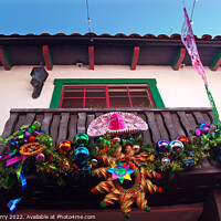 Buy canvas prints of Christmas Decorations Mexican Balcony Old San Diego Town Califor by William Perry