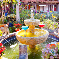 Buy canvas prints of Fountain Margarita Glasses Garden Old San Diego California by William Perry