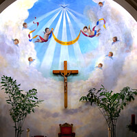 Buy canvas prints of Altar Angels Cross Immaculate Conception Church Old San Diego by William Perry