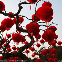 Buy canvas prints of Red Chinese New Year Lanterns Ditan Park Beijing China by William Perry