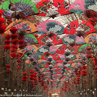 Buy canvas prints of Paper Fans Chinese Lunar New Year Decorations Beijing China by William Perry