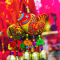 Buy canvas prints of Red Chinese Fish Lunar New Year Decorations Beijing China by William Perry