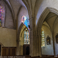 Buy canvas prints of Mary Paratrooper Stained Glass St Marie Eglise Normandy France by William Perry