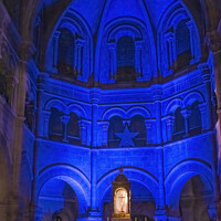 Buy canvas prints of Night Service Altar Cross Cathedral Church Nimes Gard France by William Perry