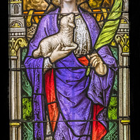 Buy canvas prints of Saint Agnes Stained Glass Saint Mary Basilica Phoenix Arizona by William Perry