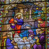 Buy canvas prints of Nativity Jesus Stained Glass Saint Mary Basilica Phoenix Arizona by William Perry