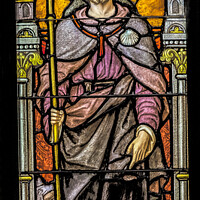 Buy canvas prints of Saint Roche Rock Stained Glass Saint Mary Phoenix Arizona by William Perry