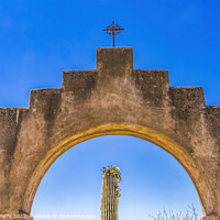 Buy canvas prints of Garden Gate Cactus Mission San Xavier Church Tucson Arizona by William Perry