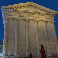 Buy canvas prints of Maison Caree Ancient Roman Temple Night Nimes Gard France by William Perry