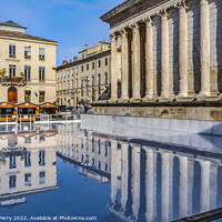 Buy canvas prints of Ice Skating Rink Maison Caree Roman Temple Nimes Gard France by William Perry