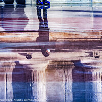 Buy canvas prints of Skating Rink Reflection Abstract Maison Caree Roman Temple Nimes by William Perry