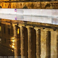 Buy canvas prints of Skating Rink Night Maison Caree Roman Temple Nimes Gard France by William Perry