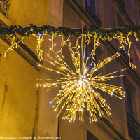 Buy canvas prints of Apartments Christmas Decorations Lights Narrow Street Nimes Gard by William Perry