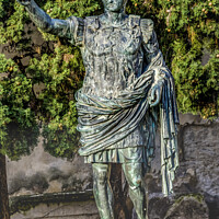 Buy canvas prints of Ancient Roman Gate Augustus Statue Nimes Gard France by William Perry