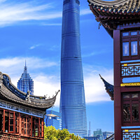 Buy canvas prints of Shanghai China Old and New Shanghai Tower and Yuyuan Garden by William Perry