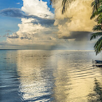 Buy canvas prints of Rain Storm Cloudscape Beach Reflection Blue Water Moorea Tahiti by William Perry
