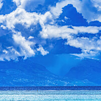 Buy canvas prints of Tahiti Island Rain Storm Cloudscape Blue Water Moorea  by William Perry