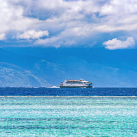 Buy canvas prints of Interisland Ferry From Tahiti Cloudscape Blue Water Moorea  by William Perry