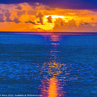 Buy canvas prints of Colorful Sunset Cloudscape Blue Water Moorea Tahiti by William Perry