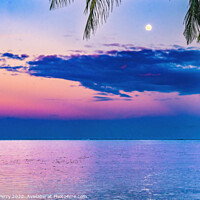 Buy canvas prints of Moon Sunset Reflection Blue Water Moorea Tahiti by William Perry