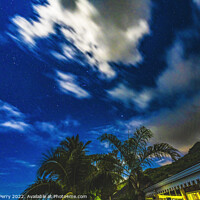 Buy canvas prints of Moonlight Stars House Clouds Night Moorea Tahiti by William Perry