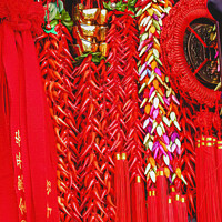 Buy canvas prints of Red Chinese Souvenir Pendants  by William Perry