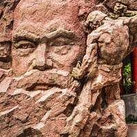 Buy canvas prints of Karl Marx Stone Statue Chongqing Sichuan China  by William Perry