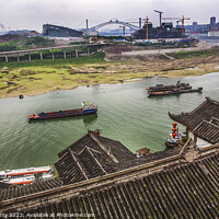 Buy canvas prints of River Boats Buildings Jialing River Chongqing Sichuan China by William Perry