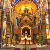 Buy canvas prints of Basilica Fresco Altar Saint Paul Church Nimes Gard France by William Perry