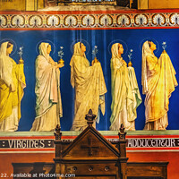 Buy canvas prints of Female Saints Fresco Saint Paul Church Nimes Gard France by William Perry