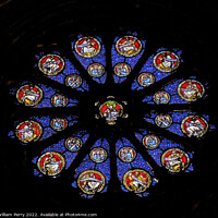 Buy canvas prints of Mary Jesus Rose Window Saint Paul Church Nimes Gard France by William Perry