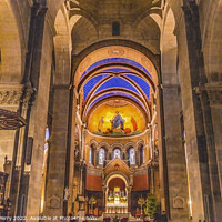 Buy canvas prints of Altar Fresco Stained Glass Saint Paul Church Nimes Gard France by William Perry