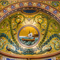 Buy canvas prints of Ship Mosaic Notre Dame de la Garde Church Marseille France by William Perry