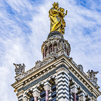 Buy canvas prints of Golden Mary Statue Notre Dame de la Garde Marseille France by William Perry