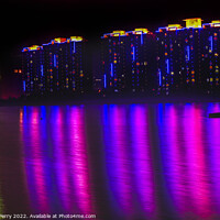 Buy canvas prints of APARTMENTS LIGHTS HUN RIVER FUSHUN LIAONING PROVINCE  by William Perry